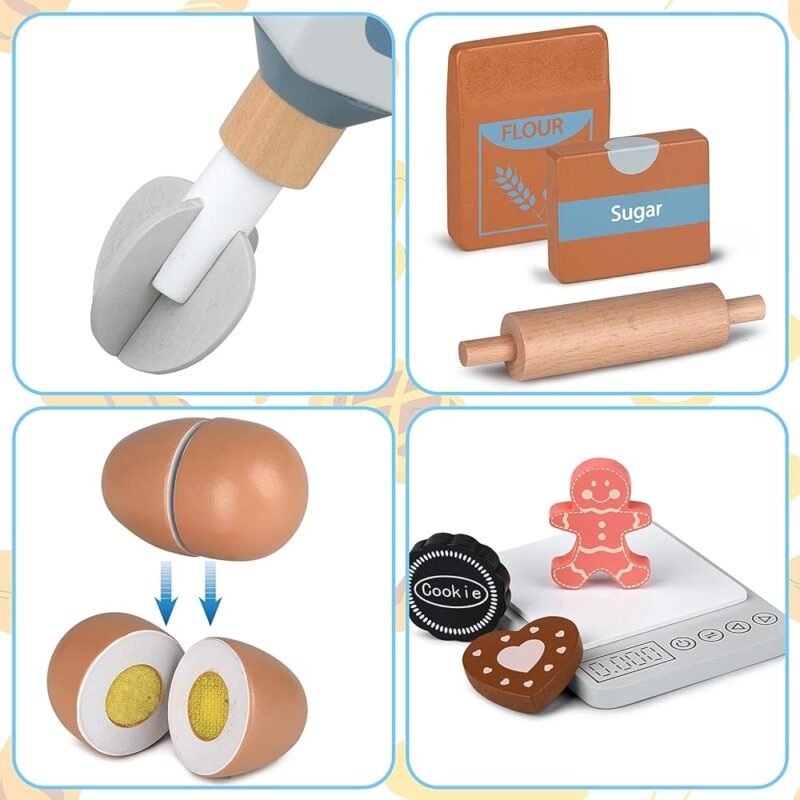 Juego de Accesorios de Cocina Mezclador de Madera para Niños - Imagen 3