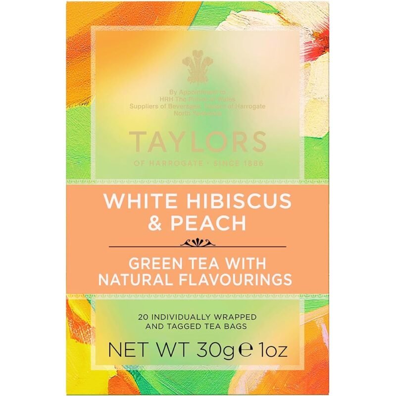 Taylors of Harrogate Té Verde Hibisco Blanco y Melocotón 20 Bolsitas