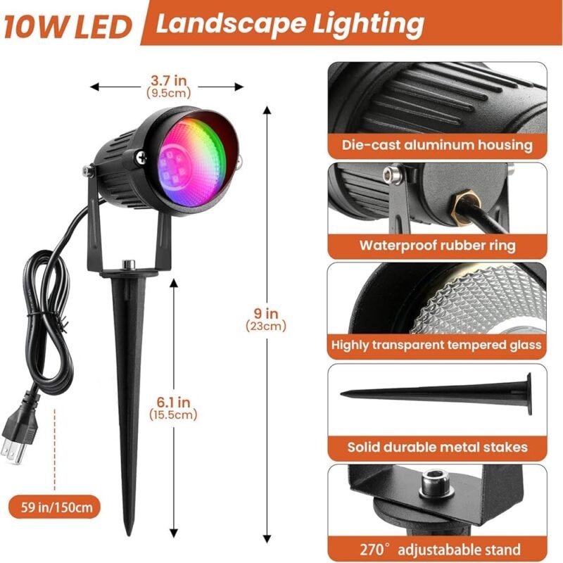 Junview Foco Halloween 120V LED RGB de 12W para Exteriores - Imagen 5