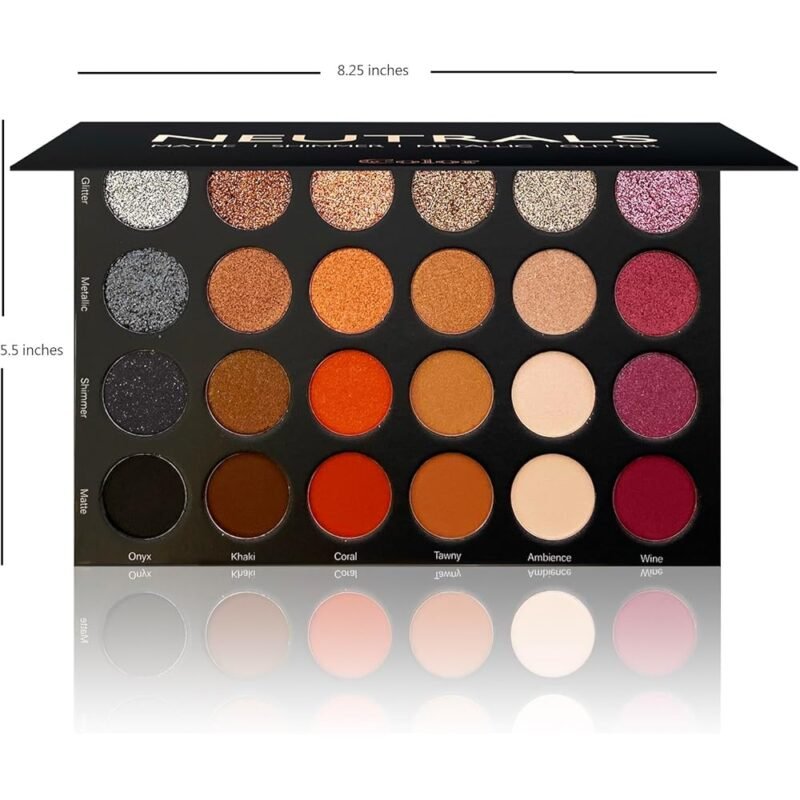 CCOLOR COSMETICS Paleta de Sombras de Ojos Neutros 24 Colores Mate Brillante Metalico - Imagen 2