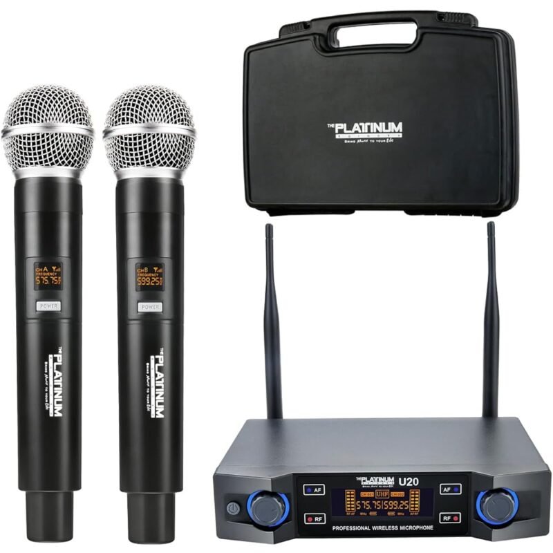 Sistema de micrófono inalámbrico UHF Platino para karaoke y eventos