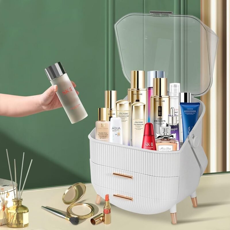 MASSY Caja de almacenamiento de maquillaje Oval organizador portátil de cosméticos - Imagen 2