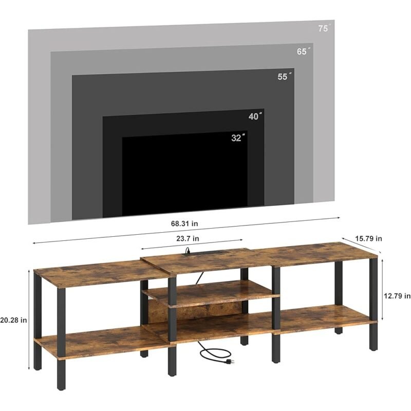 HHETOGOL Soporte de TV LED con Toma de Corriente y Diseño Industrial - Imagen 3