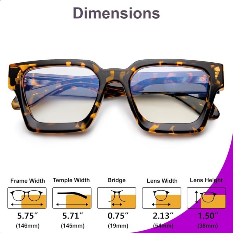 VISOONE Lentes Rectangulares con Bloqueo de Luz Azul para Todos - Imagen 8