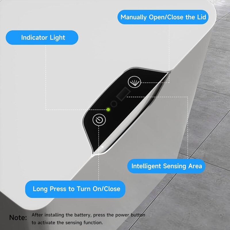 VAOZIURE Basurero de baño Dustibin gris-blanco 16 litros con sensor - Imagen 4