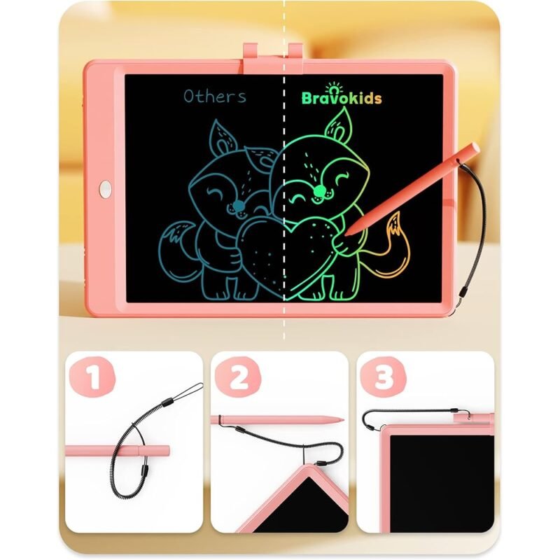 Bravokids Tableta de Escritura LCD de 10 Pulgadas para Niños Rosa - Imagen 2