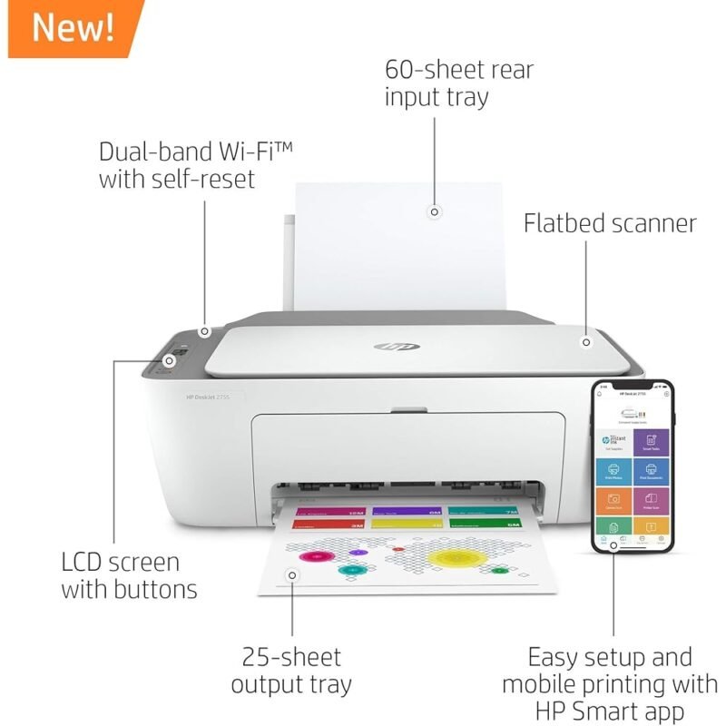 HP Impresora inalámbrica DeskJet 2755 todo en uno impresión escaneo y copia - Imagen 2