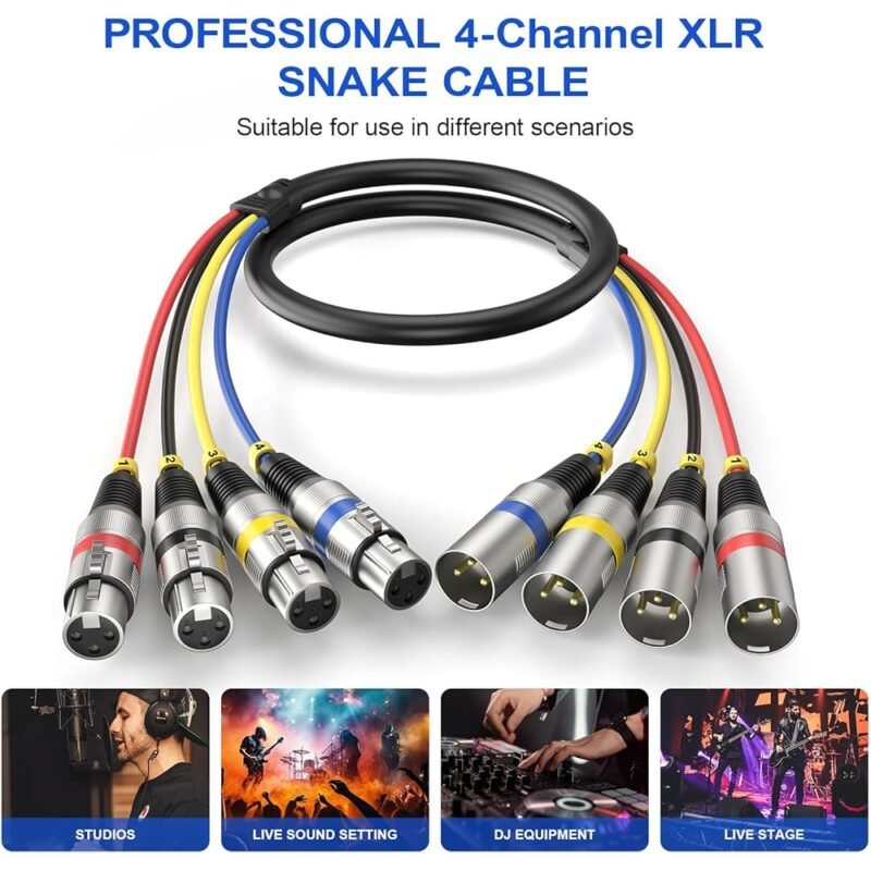 HEAMS Paquete de 2 Cables de Serpiente XLR Profesionales de 4 Canales - Imagen 7