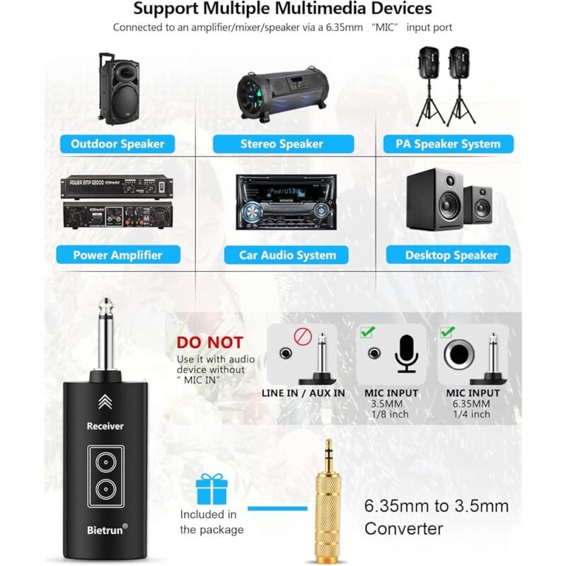 Bietrun Micrófono inalámbrico recargable para karaoke y eventos - Imagen 4