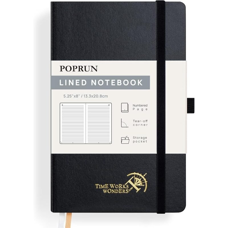 POPRUN Cuaderno Rayado A5 Tapa Dura para Estudiantes y Profesionales