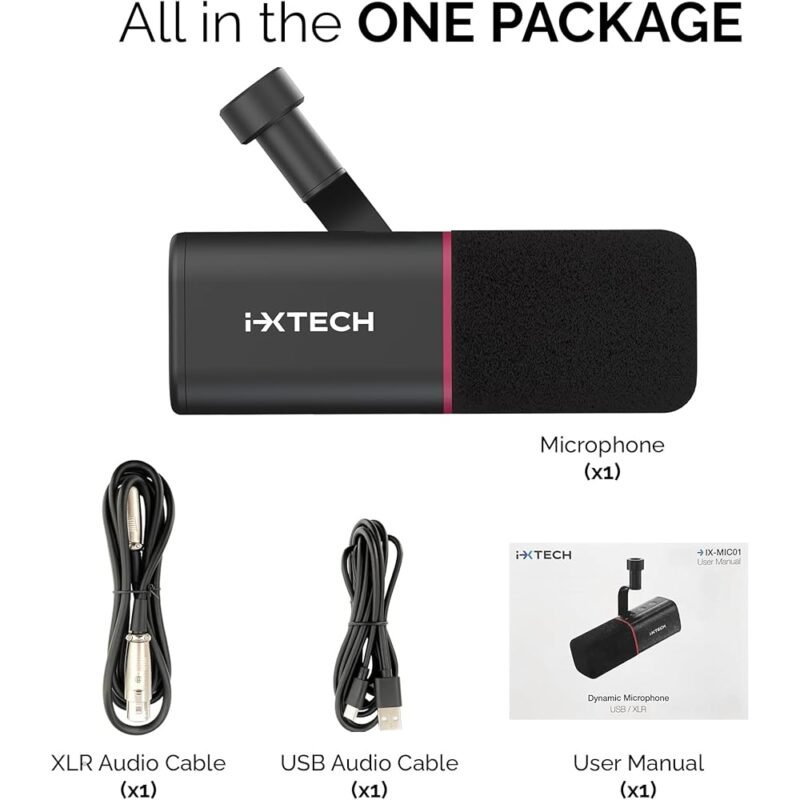 IXTECH Micrófono dinámico cardioide USB XLR para podcasting y grabación - Imagen 9