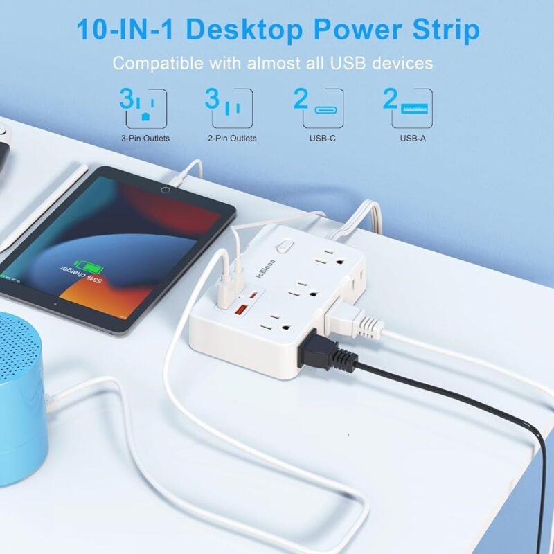 JcBlaon Regleta Protectora con 6 Tomas y 4 Puertos USB C - Imagen 2