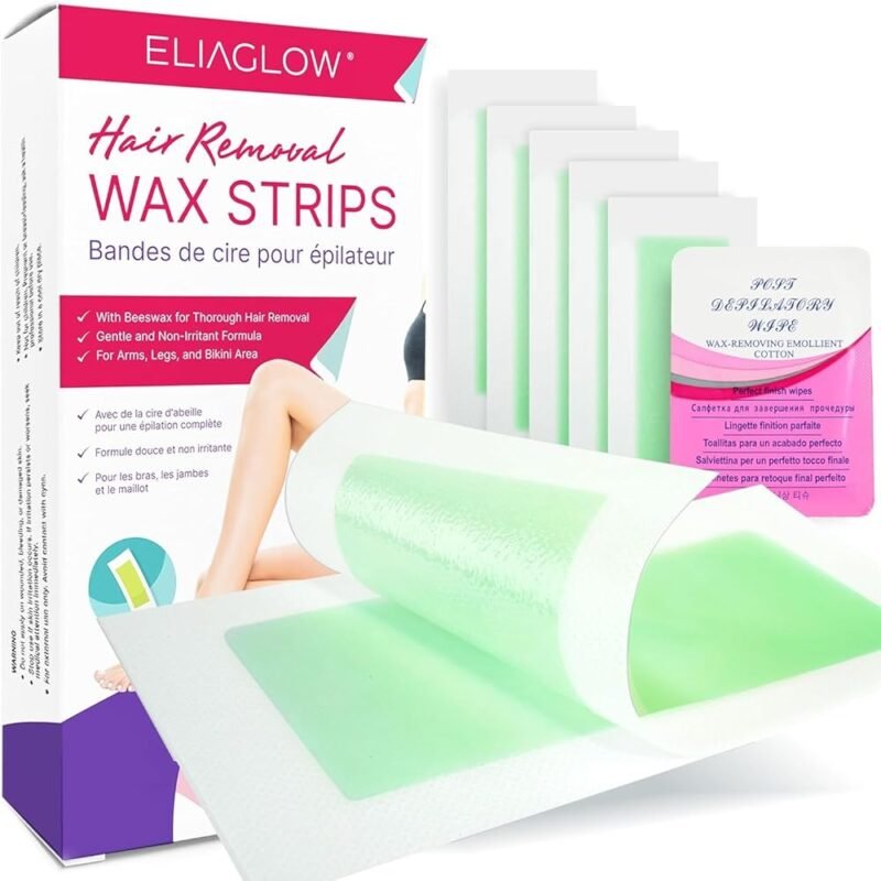 Tiras de Cera Eliaglow Kit de Depilación para Mujer 60 Tiras