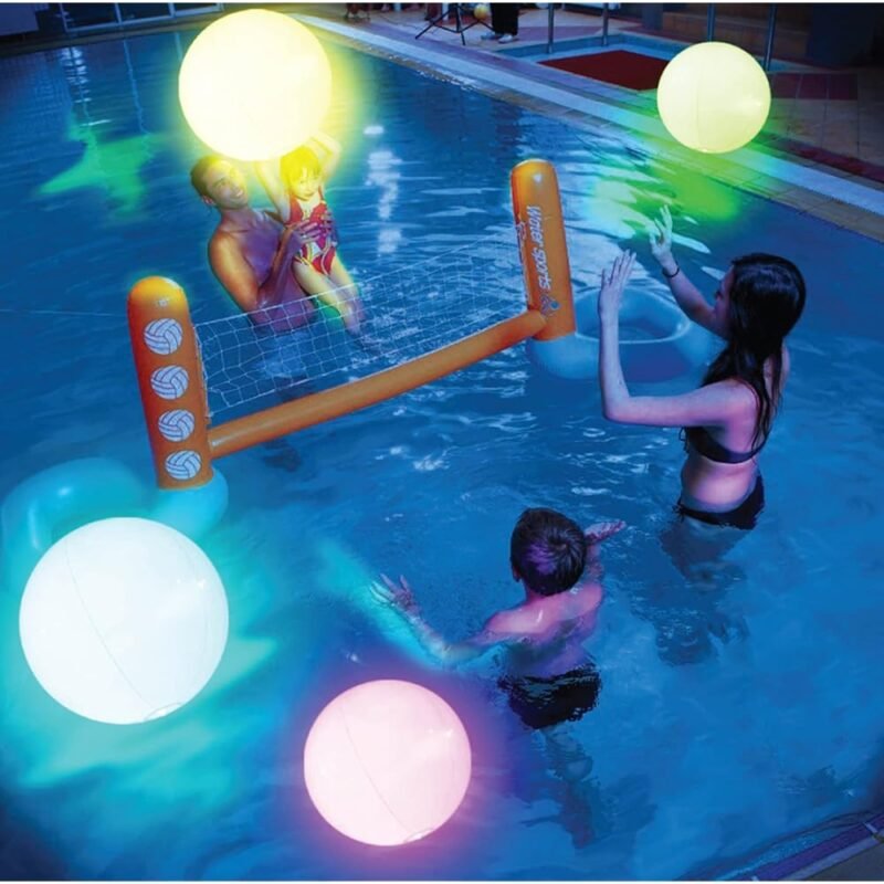 FLAMDYNO Juguetes de piscina paquete de 4 pelotas de playa iluminadas