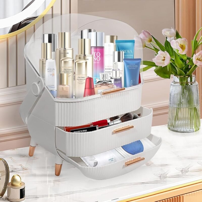 MASSY Caja de almacenamiento de maquillaje Oval organizador portátil de cosméticos - Imagen 4