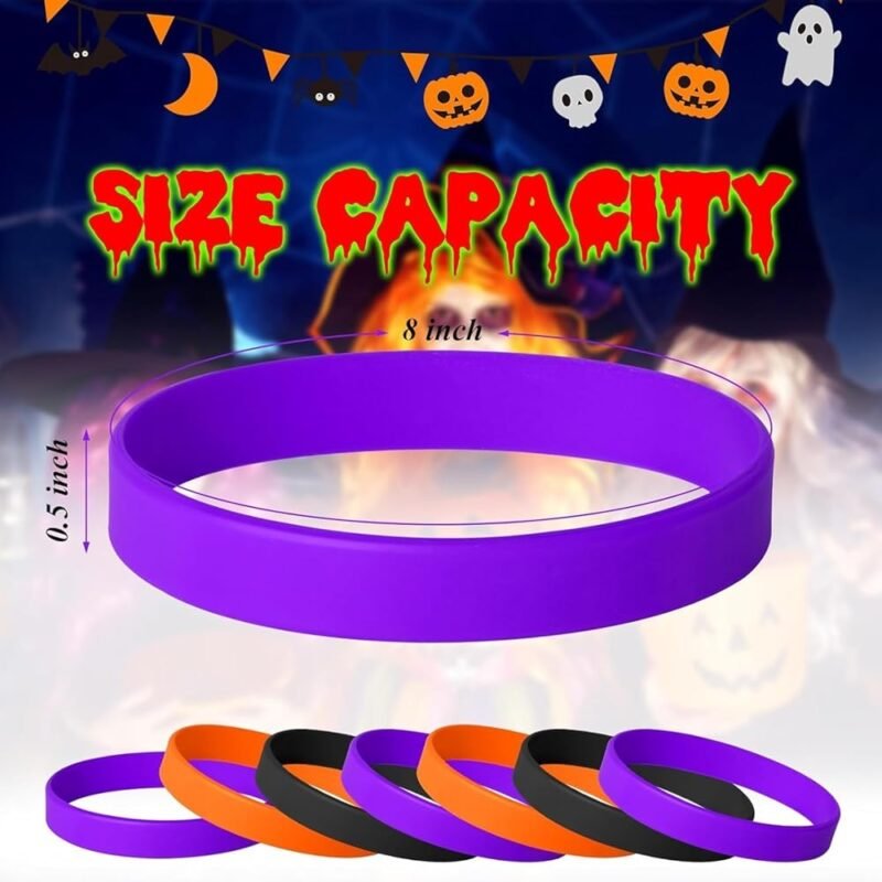 AXBMM Pulseras de Goma Lisas de Silicona para Fiesta de Halloween 150 Piezas - Imagen 2