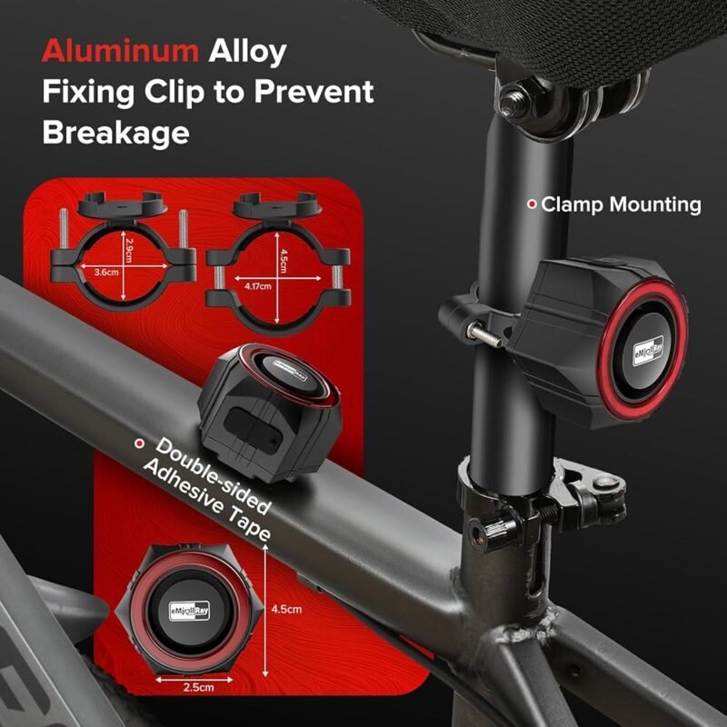 eMjollRay Alarmas para Bicicleta 110dB IP65 Inalámbrica con Control Remoto - Imagen 4