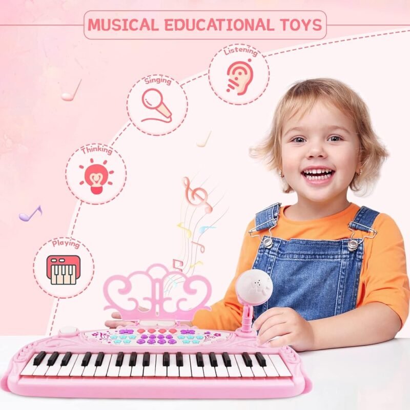 M SANMERSEN Teclado de Piano para Niños de 37 Teclas con Micrófono - Imagen 3