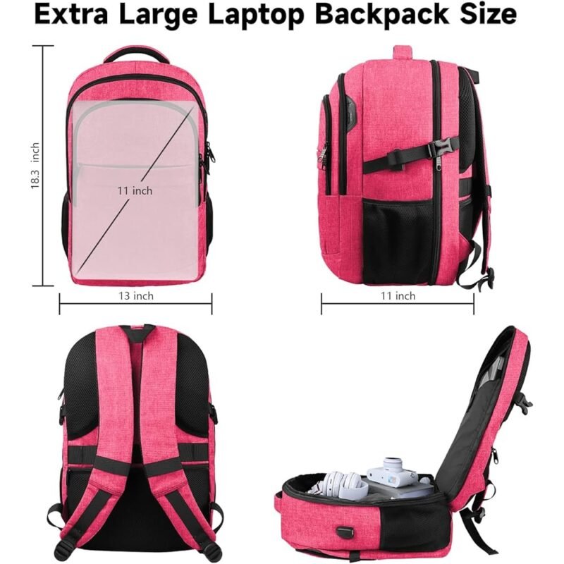 Lapsouno TSA Mochila de mano para mujer y laptop 17.3 pulgadas rosa - Imagen 6