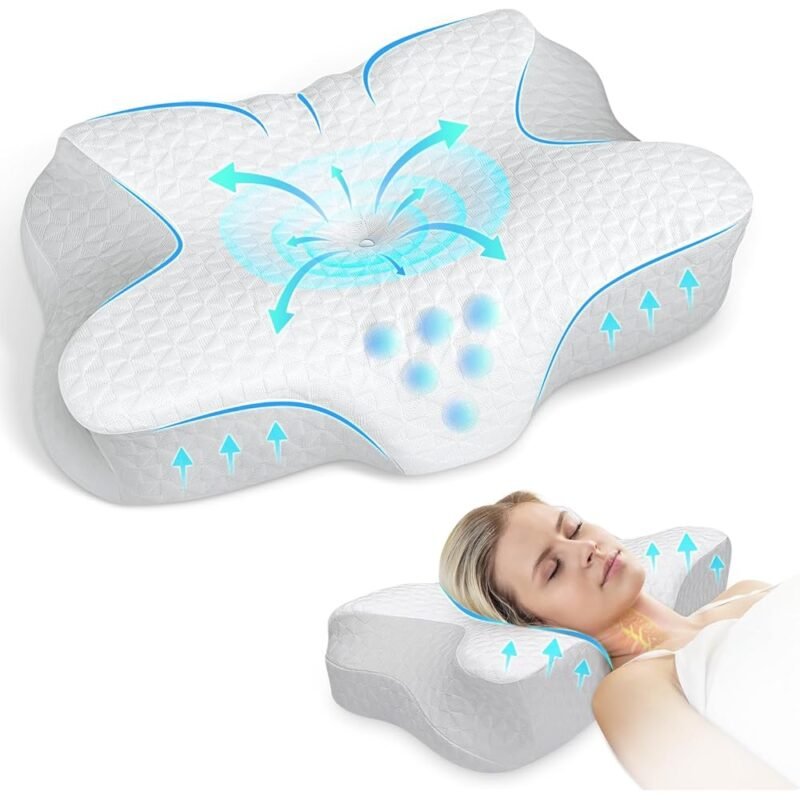 Almohada Cervical ZIBROGES de Espuma Viscoelástica para Alivio del Dolor