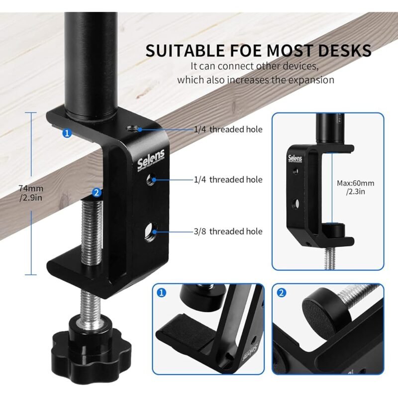 Selens Soporte de Escritorio para Cámara Ajustable 9.4-18.5 Pulgadas - Imagen 3