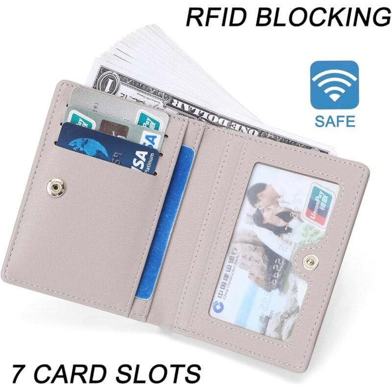 Cartera pequeña para mujer con bloqueo RFID Gris - Imagen 3