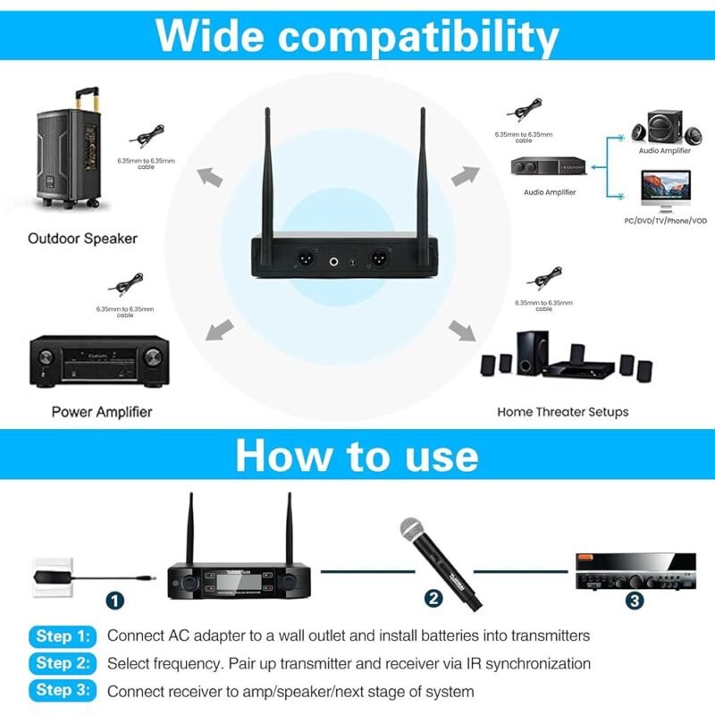 Sistema de micrófono inalámbrico UHF Platino para karaoke y eventos - Imagen 5