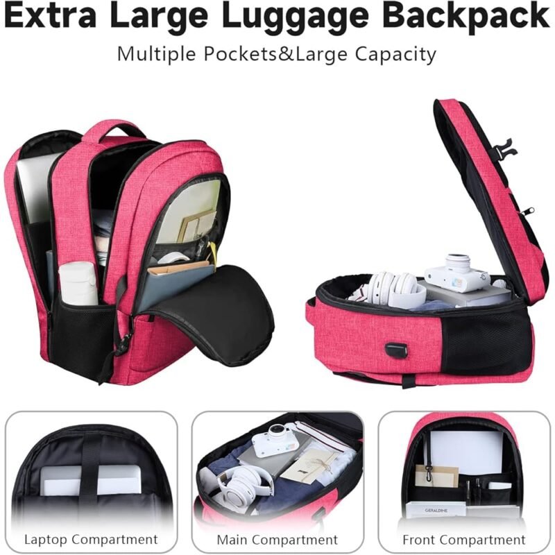 Lapsouno TSA Mochila de mano para mujer y laptop 17.3 pulgadas rosa - Imagen 3