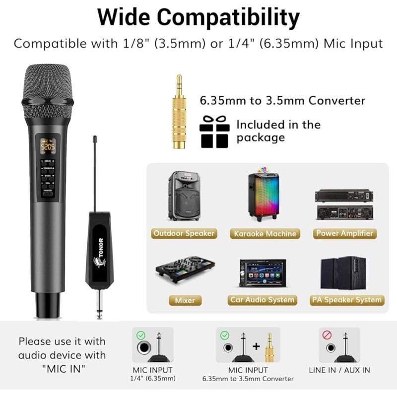 TONOR Micrófonos Inalámbricos Dual con Eco y Ajustes de Sonido - Imagen 6