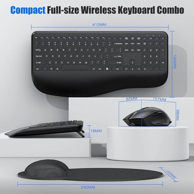 Teclado y Mouse Inalámbricos Ergonómicos Recargables 2.4G - Imagen 5