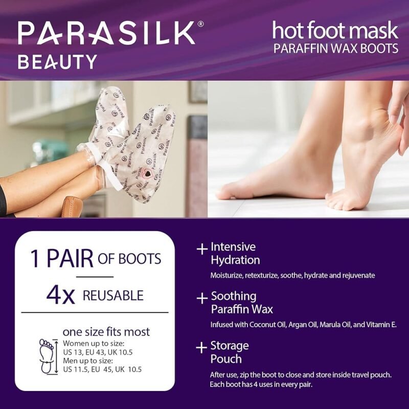 Parasilk Beauty Hot Foot Mask Botas de Cera de Parafina para Hidratación Intensiva - Imagen 5