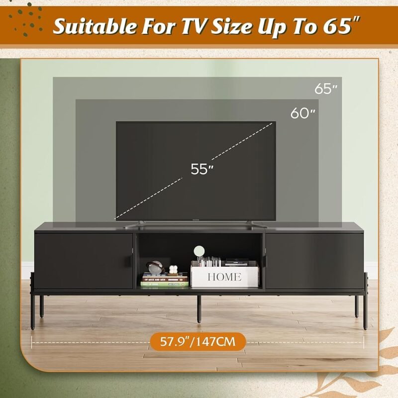 WLIVE Soporte de TV Moderno para TV de 65 Pulgadas con Almacenamiento - Imagen 5