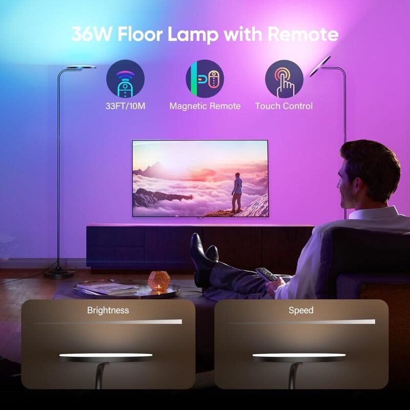 Lámpara de pie RGB LED 36W con control remoto diseño moderno - Imagen 2