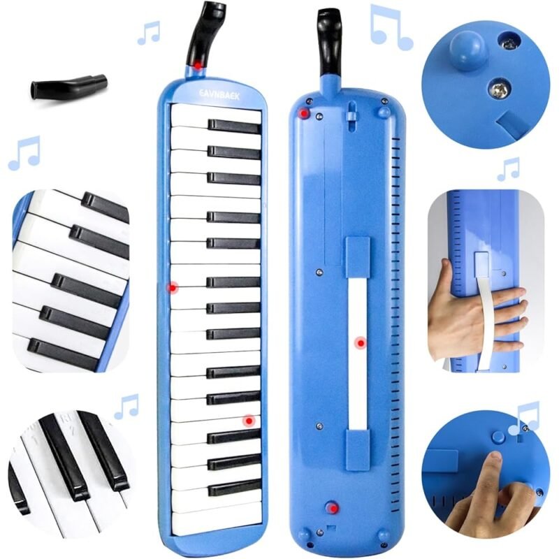 Melodica Eavnbaek 32 Teclas Piano de Aire Soprano con Accesorios Azul - Imagen 6