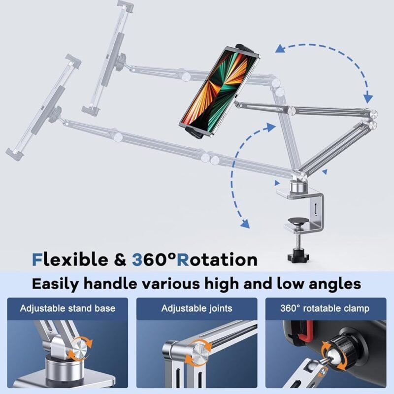 Soporte para tablet nediea ajustable de aluminio con rotación de 360° - Imagen 3