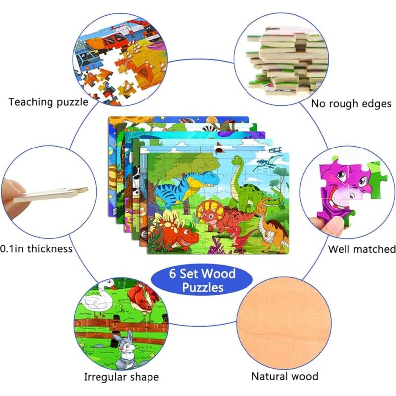 Rompecabezas de Madera para Niños de 4 a 8 Años Pack de 6 - Imagen 3