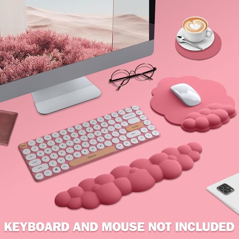 LAUSPUCK Juego de Reposamuñecas para Teclado y Mouse Pad Ergonómico