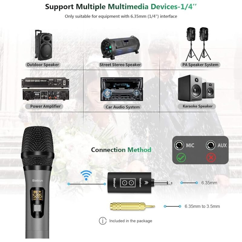 Micrófono Inalámbrico Bietrun Bluetooth con Receptor Recargable para Karaoke - Imagen 3