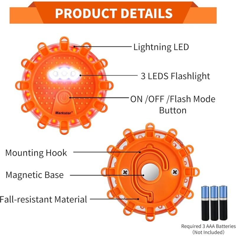 Markstor Paquete de Balizas LED para Carretera Kit de Emergencia - Imagen 2