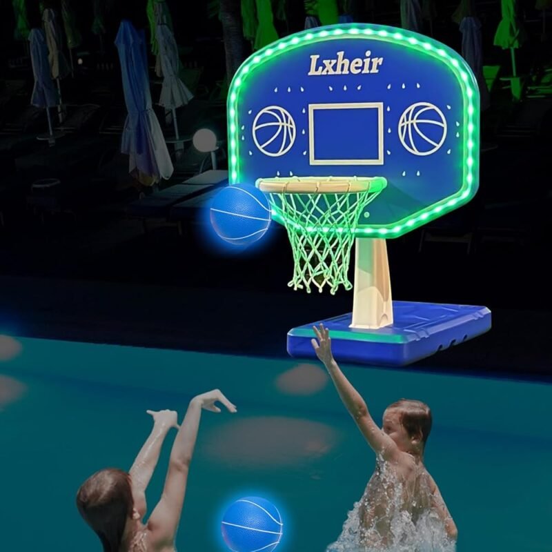 Aro de Baloncesto para Piscina Lxheir con Luces LED y Base Resistente - Imagen 4