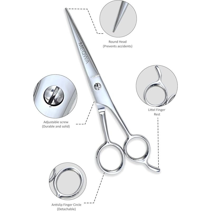 Tijeras MEQWA profesionales de corte de pelo de acero inoxidable 6.5 pulgadas - Imagen 2