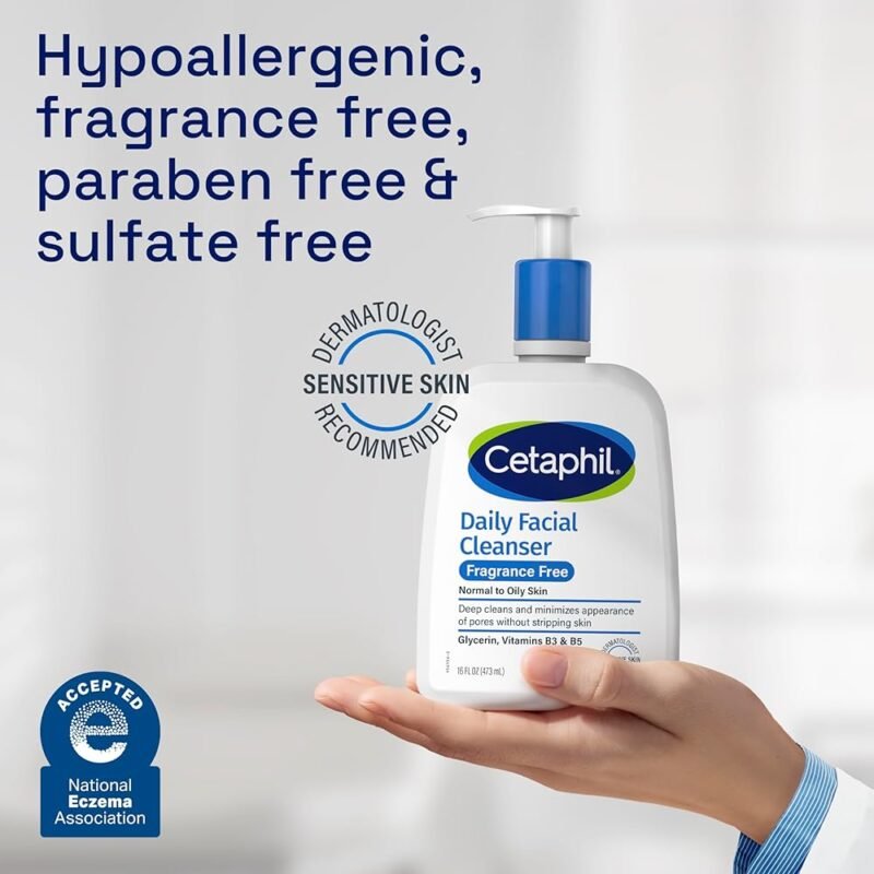 Cetaphil Limpiador Facial Diario Sin Fragancia para Piel Sensible 16 oz - Imagen 7