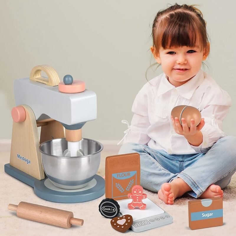 Juego de Accesorios de Cocina Mezclador de Madera para Niños - Imagen 6