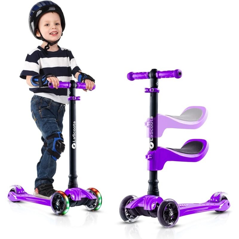 LaScoota Patinete 2 en 1 para Niños con Manubrio Ajustable y Luz LED - Imagen 2