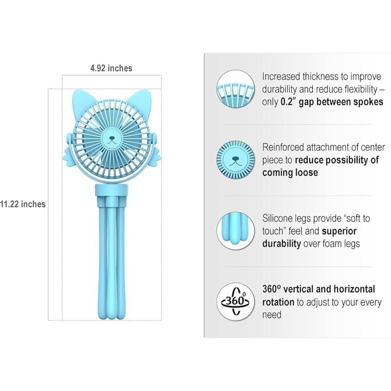 FANimal Ventilador portátil para cochecito pequeño recargable con luz nocturna - Imagen 2