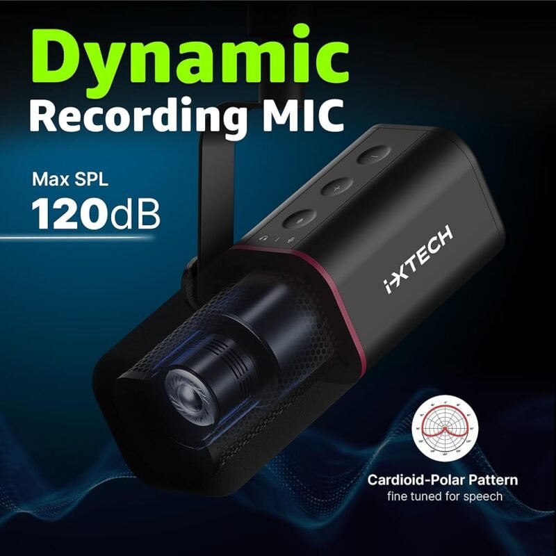 IXTECH Micrófono dinámico cardioide USB XLR para podcasting y grabación - Imagen 2