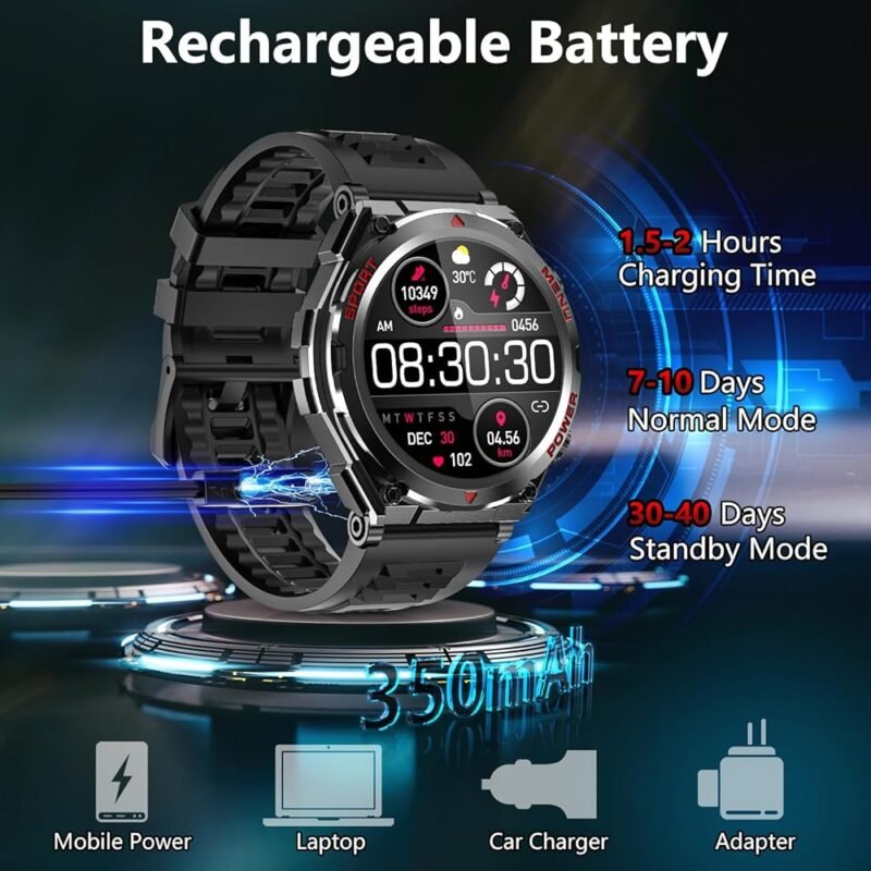 Reloj Inteligente Militar 1.52 Pulgadas Bluetooth para Hombres y Mujeres - Imagen 3