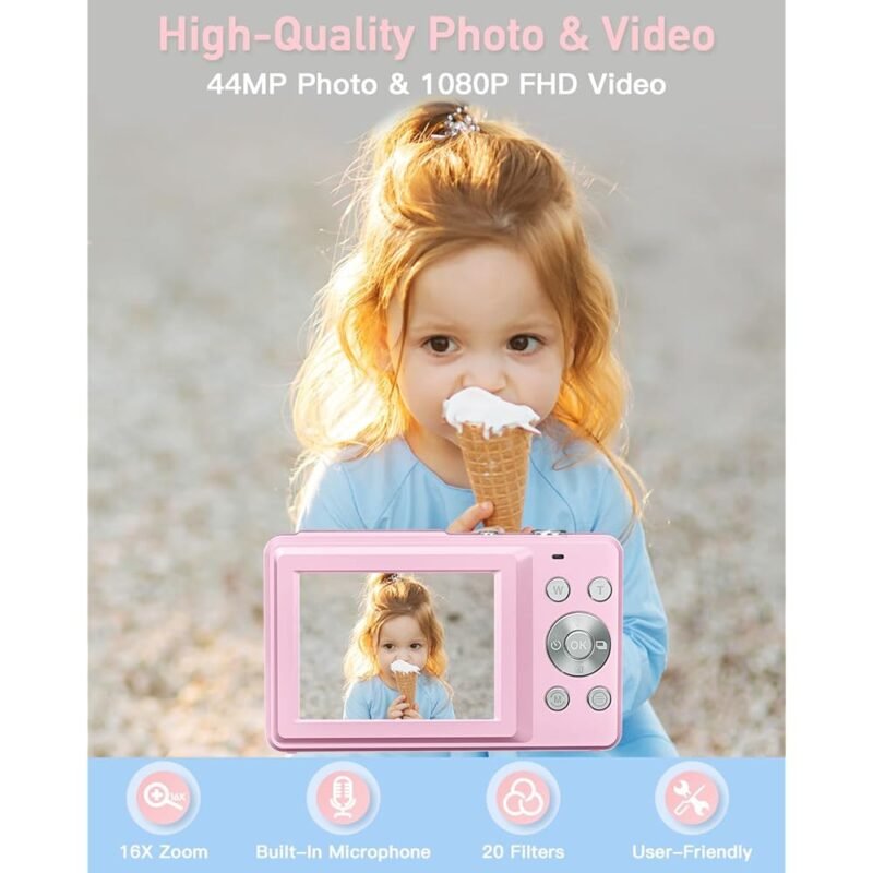 Cámara Digital para Niños Con 44 MP y Video FHD 1080P - Imagen 2