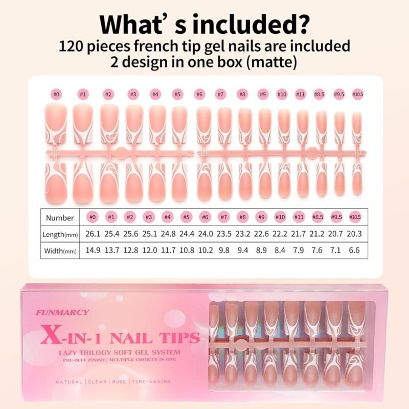 Funmarcy French Gel X Coat Kit de Puntas de Uñas y Pegamento 5 en 1 - Imagen 6