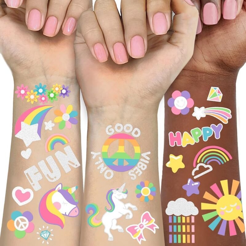 Gabizafia Tatuajes Temporales Unicornio Arco Iris para Niños